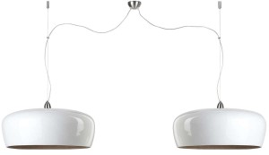 Lampa wisząca bambusowa Hanoi biała podwójna 60x25cm