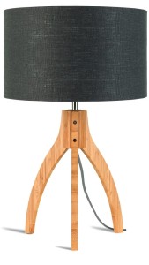 Lampa stołowa Annapurna trójnożna 30cm/abażur 32x20cm, lniany ciemnoszary