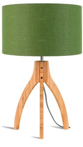 Lampa stołowa Annapurna trójnożna 30cm/abażur 32x20cm,lniany zieleń lasu