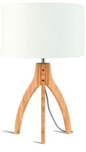 Lampa stołowa Annapurna trójnożna 30cm/abażur 32x20cm, lniany biały