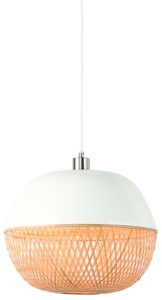 Lampa wisząca Mekong bambus 40x32cm/ abażur okrągły, biały/naturalny