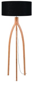 Lampa podłogowa Annapurna bambus 3-nożna 128cm/abażur 60x30cm, lniany czarny