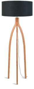 Lampa podłogowa Annapurna bambus 3-nożna 128cm/abażur 60x30cm, lniany ciemnoszary