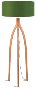 Lampa podłogowa Annapurna bambus 3-nożna 128cm/abażur 60x30cm, lniany zieleń lasu