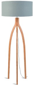 Lampa podłogowa Annapurna bambus 3-nożna 128cm/abażur 60x30cm, lniany jasnoszary