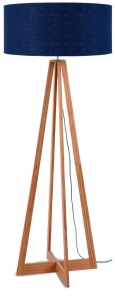 Lampa podłogowa Everest bambus 4-nożna 127cm/abażur 60x30cm, lniany blue denim