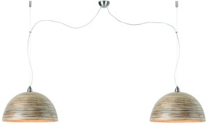 Lampa wisząca Halong bambus 53x35cm/ 2-abażurowy system, ciemny naturalny