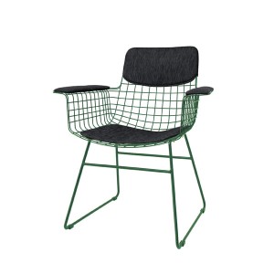 Zestaw poduszek COMFORT czarny do krzesła metalowego WIRE z podłokietnikami