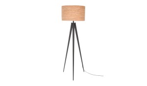Lampa podłogowa TRIPOD CORK czarna, abażur korkowy